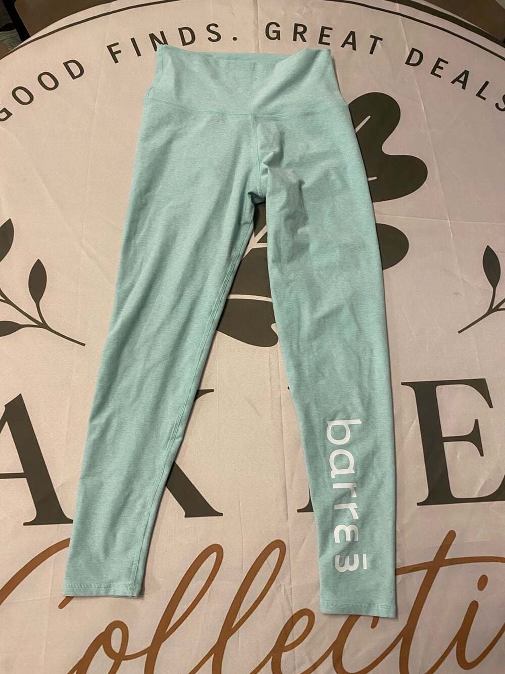 barre3 Women's Heathered Mint Green High-Waisted Workout Leggings